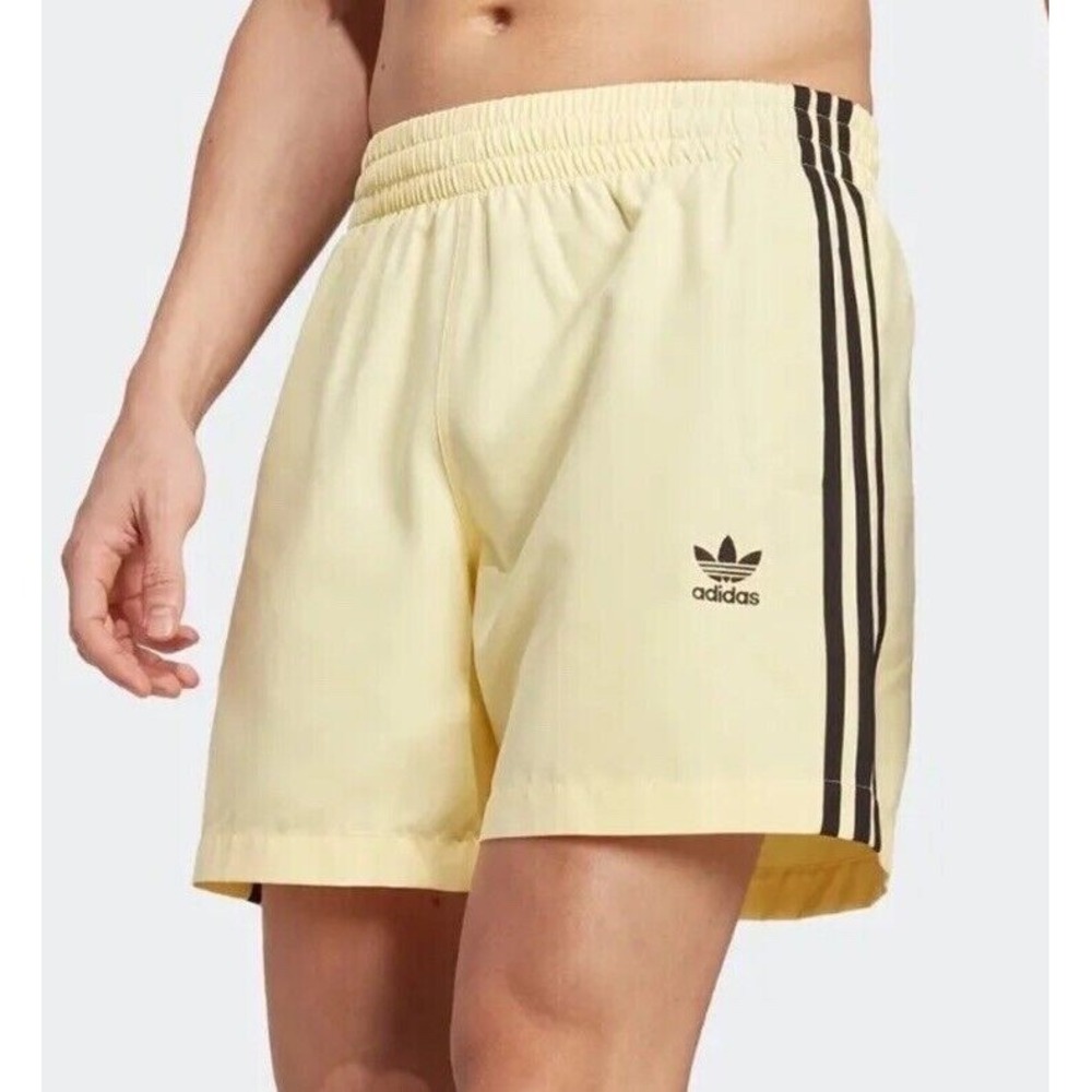 Men's Adidas Size XXL Originals Adicolor 3-Stripes Swim Shorts Yellow NEW HT4410